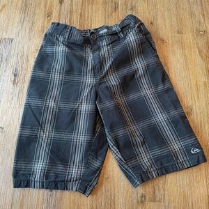 3/27$ Quiksilver Kids Black and Grey Plaid Shorts size 10